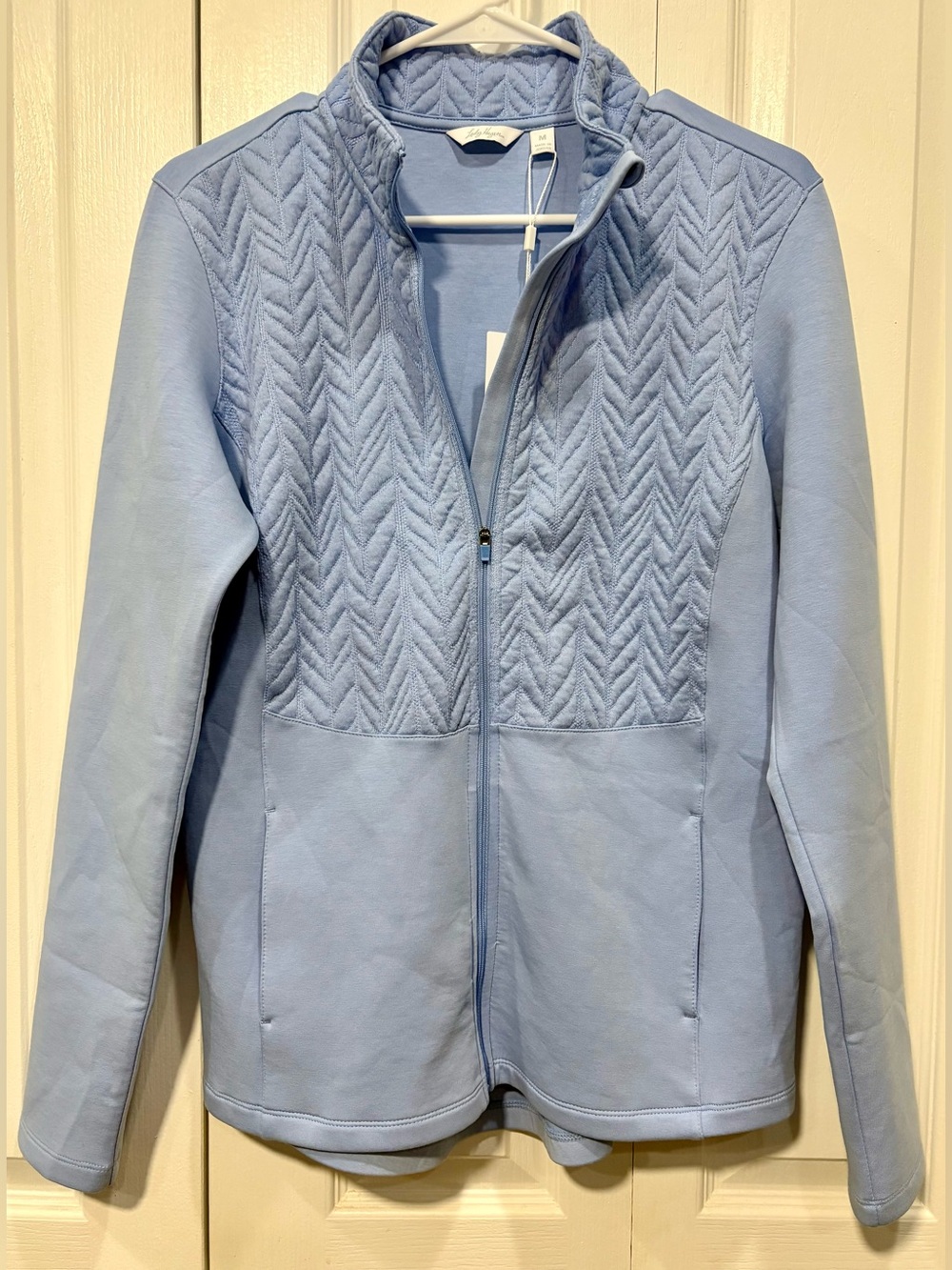 Lady Hagen Golf Jacket Womens M Periwinkle Cable Knit Full Zip NWT $70